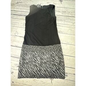 Muse Black Sleeveless Zebra Print Knee Length Dress Size 6